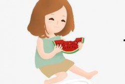 手绘情侣吃瓜图片